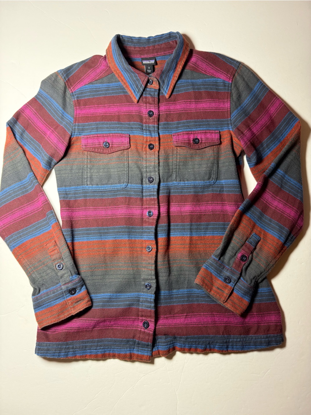 Patagonia Organic Cotton Striped Button Down Shirt Women’s 0 Multicolor